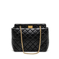 CHANEL 2.55 REISSUE TOTE BAG QUILTED AGED CALFSKIN BLACK GHW