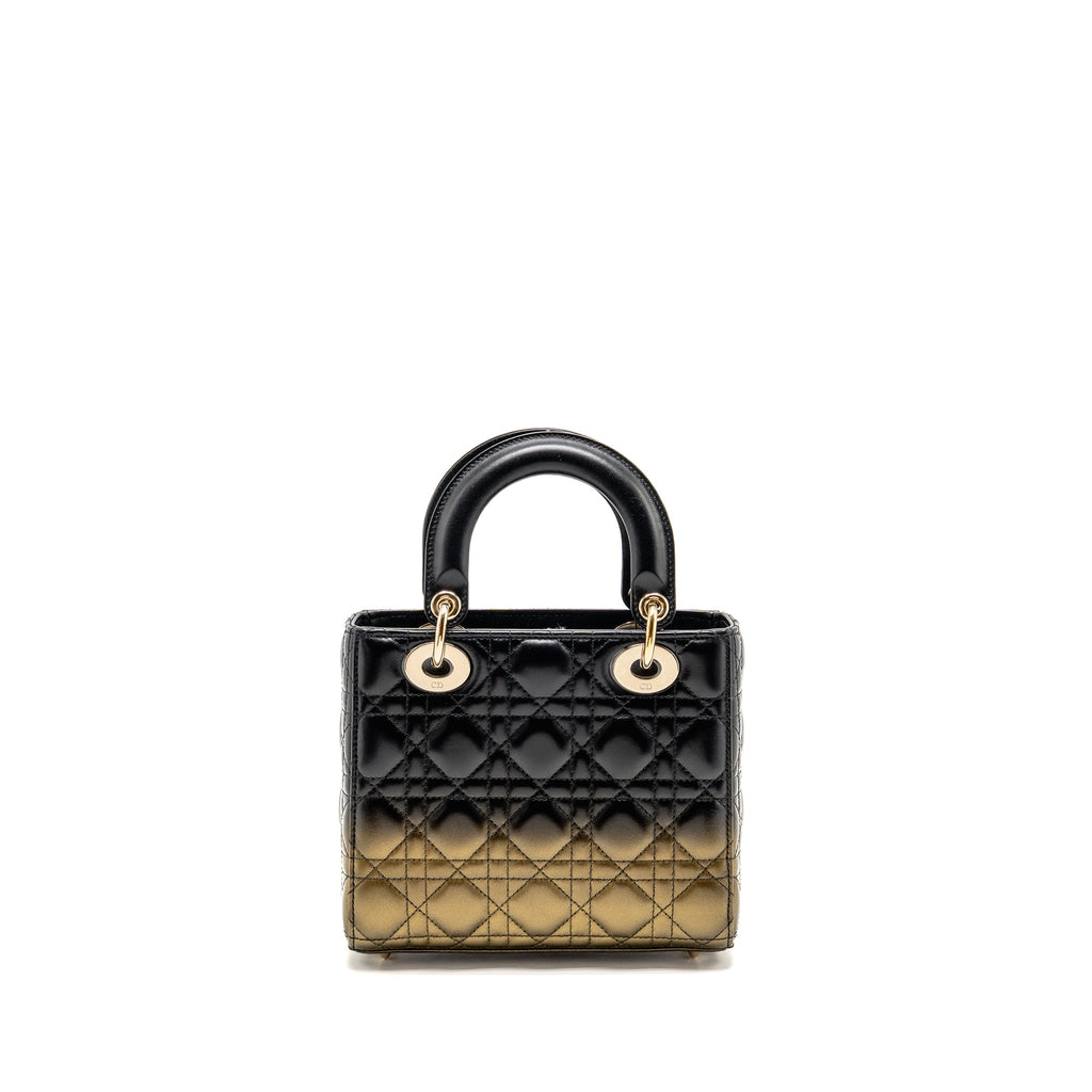 DIOR SMALL LADY DIOR LAMBSKIN BLACK / GOLD LGHW