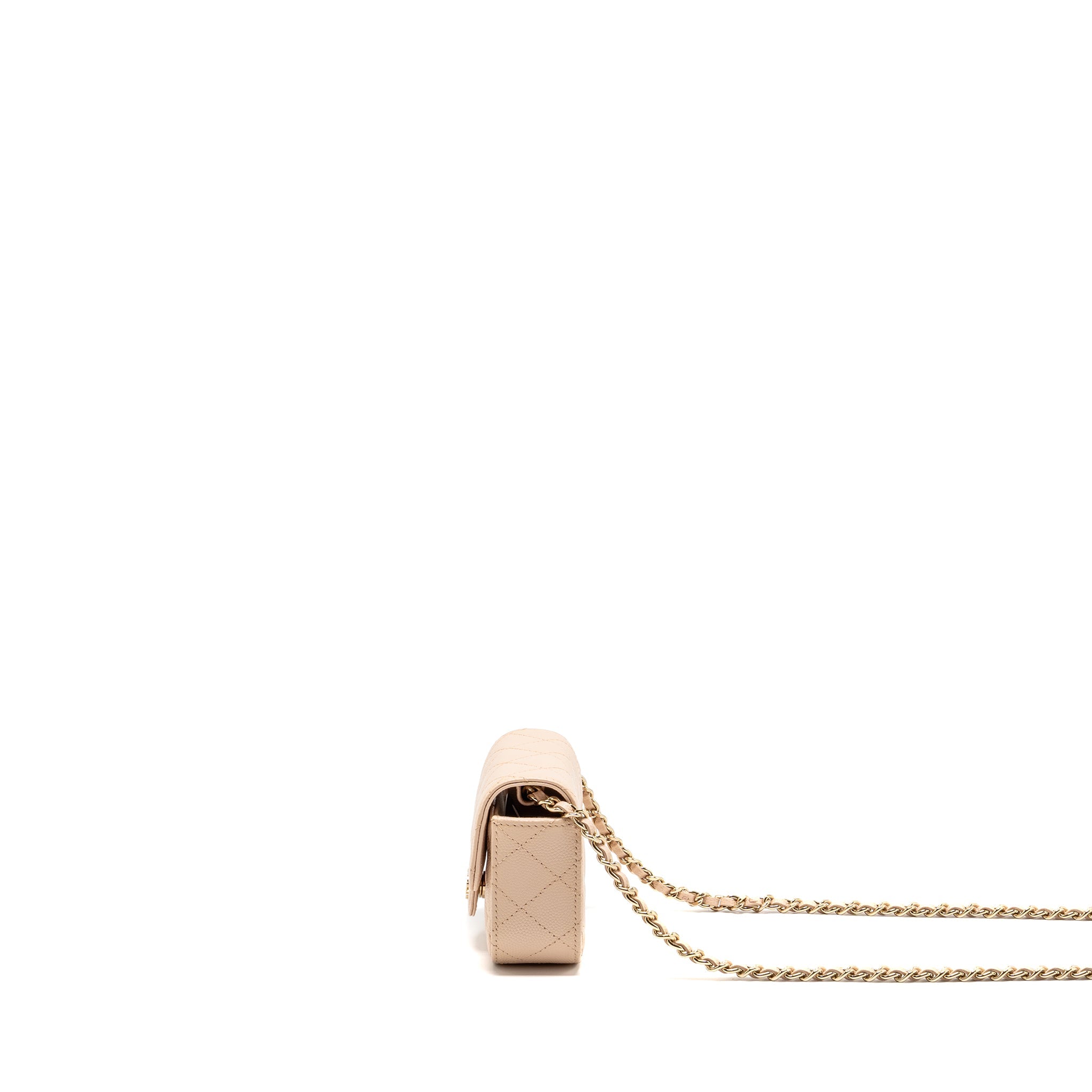 CHANEL MINI CLUTCH WITH CHAIN CAVIAR BEIGE LGHW