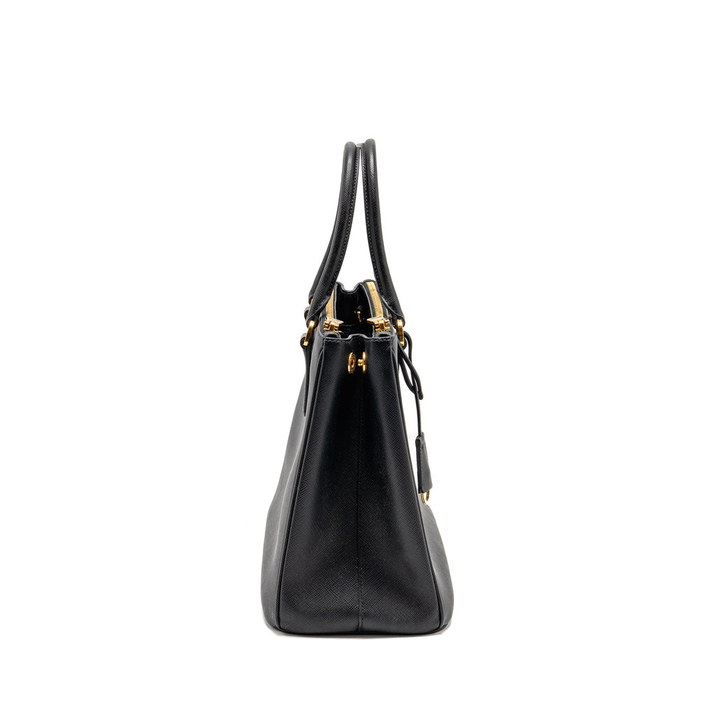 PRADA LARGE SAFFIANO TOTE BAG GALLERIA SAFFIANO LEATHER BLACK GHW