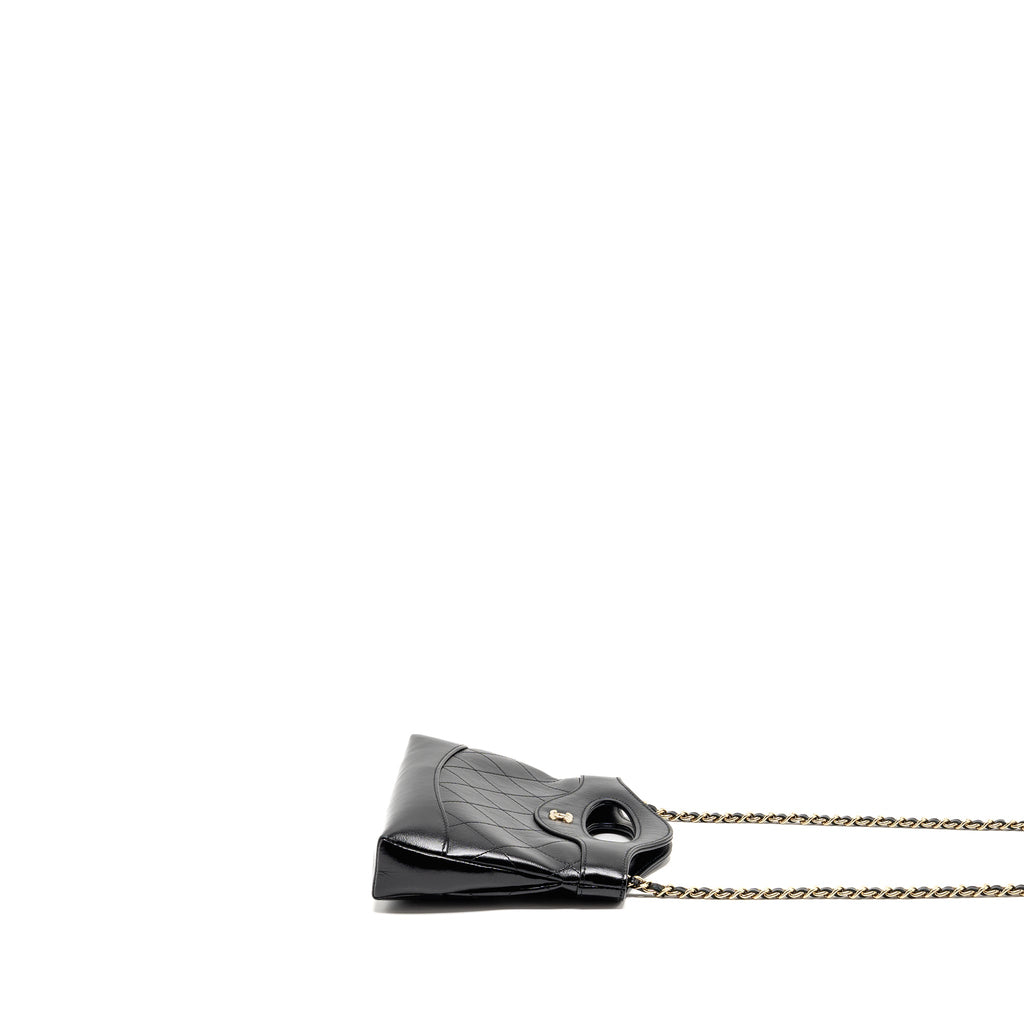 CHANEL 24C MINI 31 CLUTCH WITH CHAIN SHINY CALFSKIN BLACK LGHW (MICROCHIP)