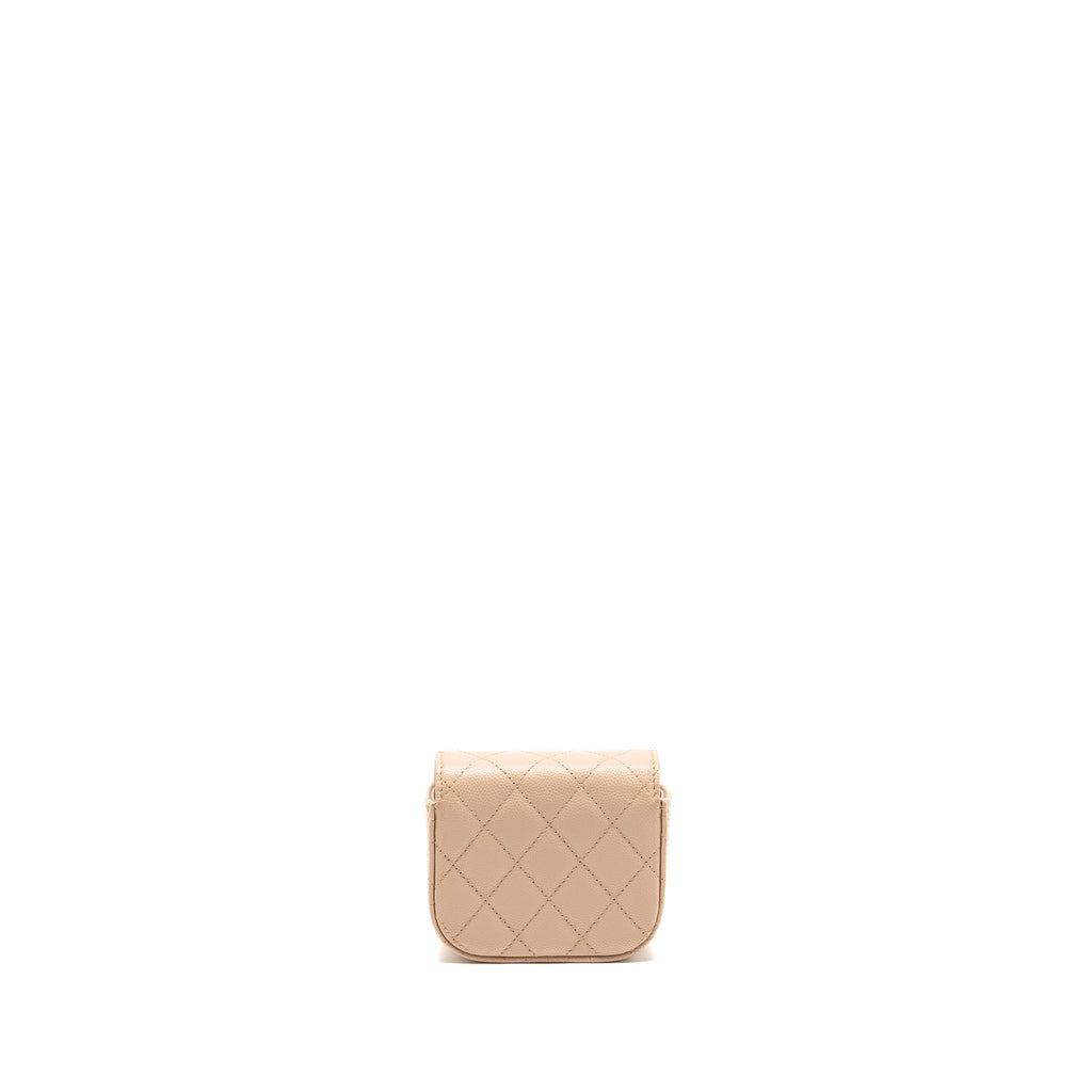 CHANEL MINI CLUTCH WITH CHAIN CAVIAR BEIGE LGHW