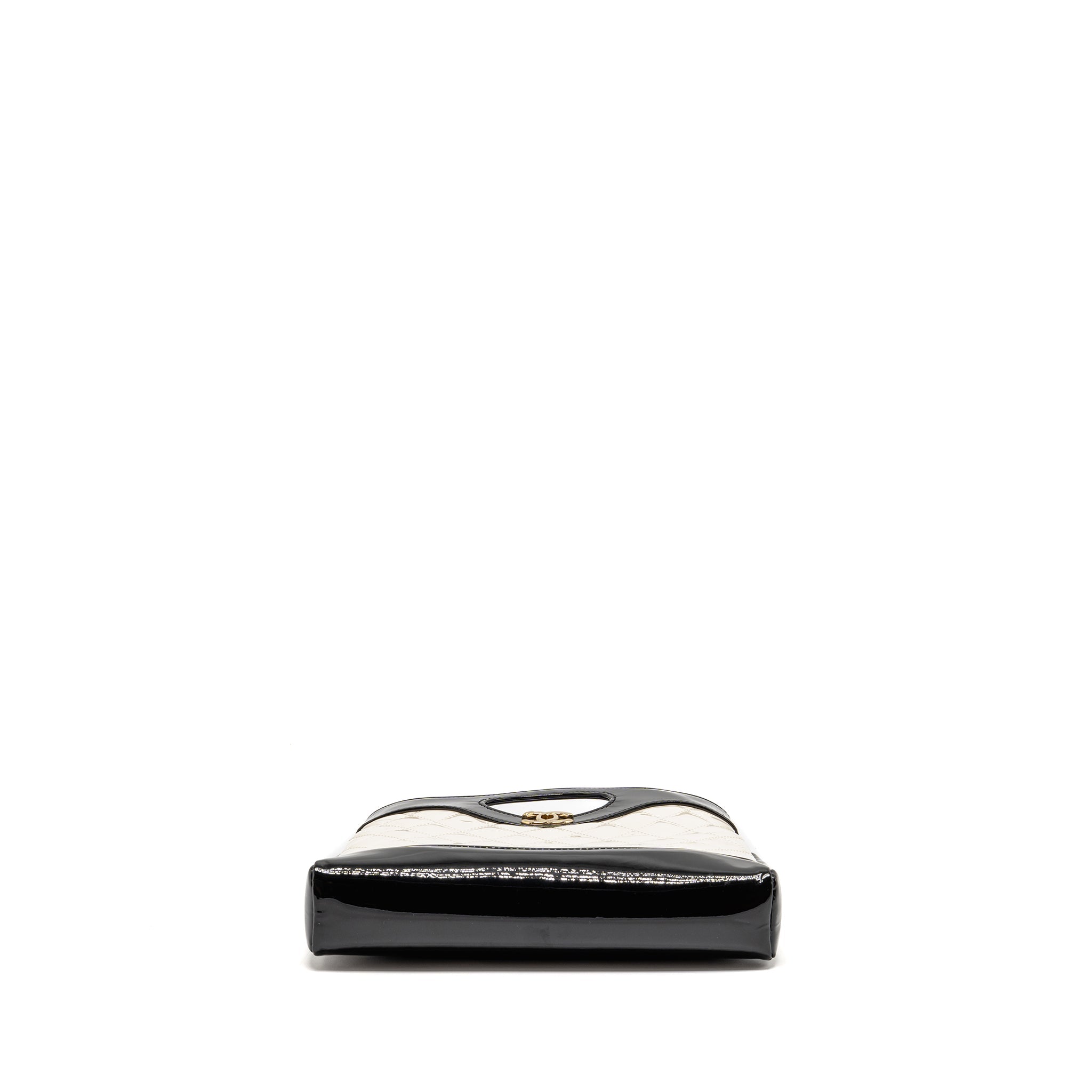 CHANEL MINI 31 BAG PATENT BLACK / WHITE LGHW (MICROCHIP)