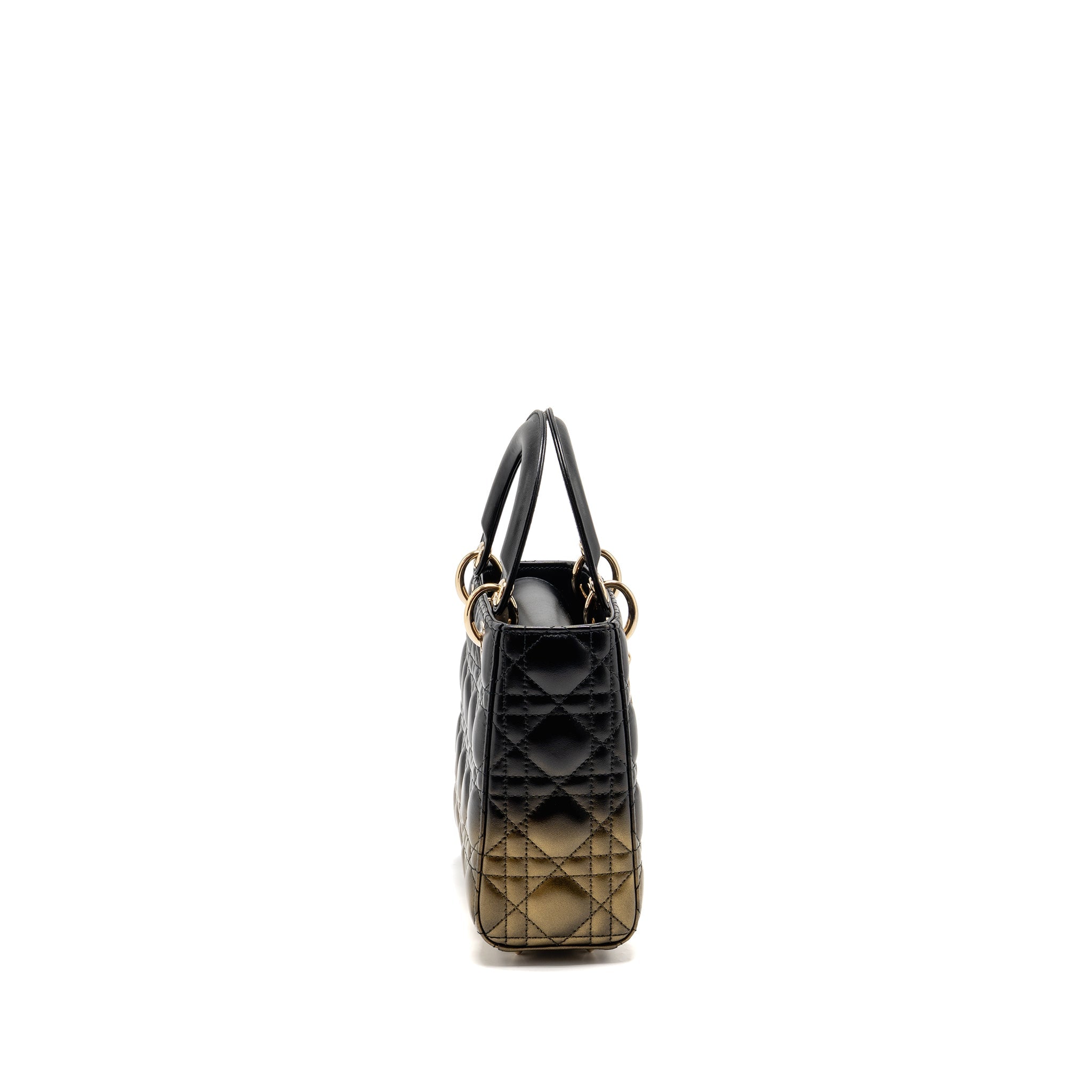 DIOR SMALL LADY DIOR LAMBSKIN BLACK / GOLD LGHW