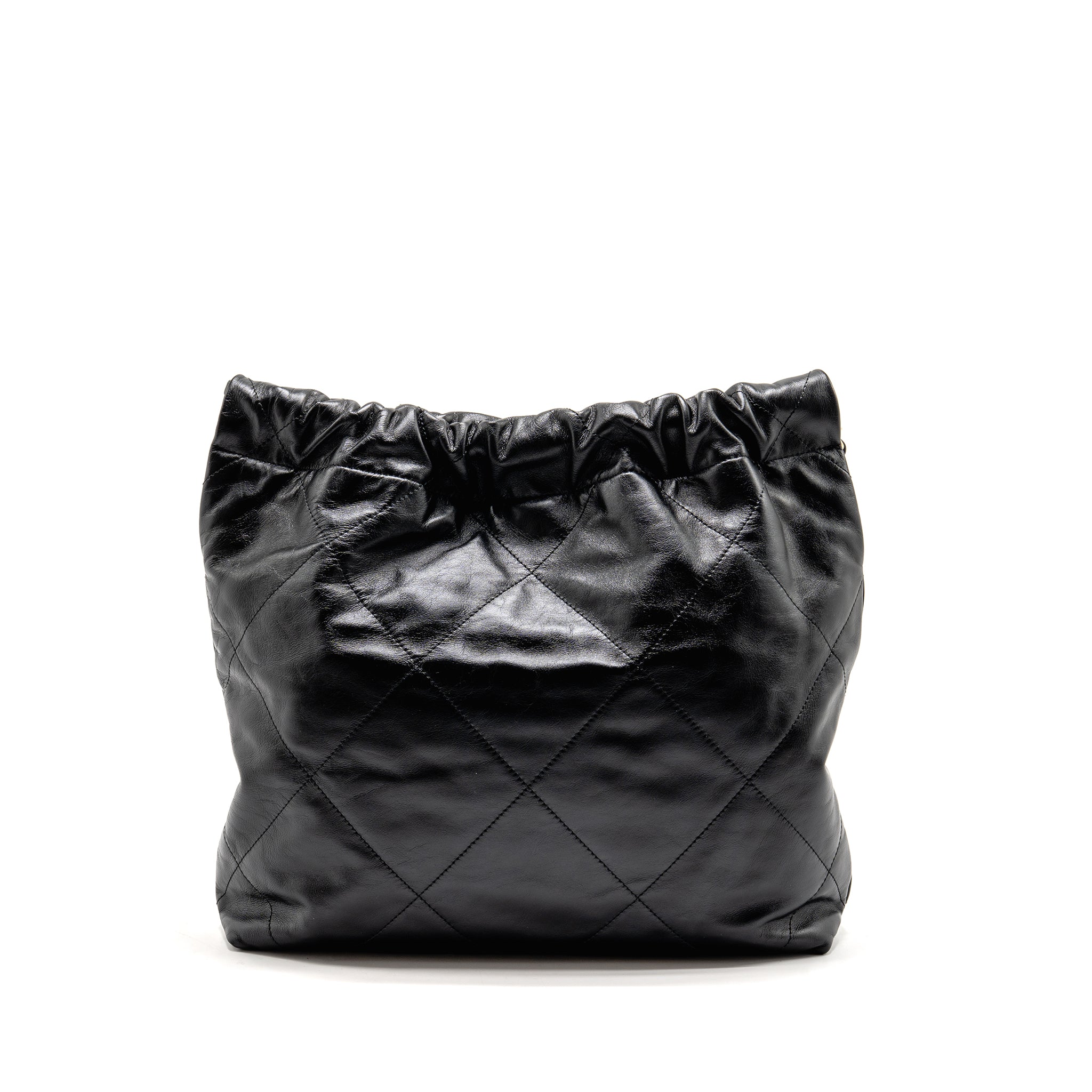 CHANEL SMALL 22 BAG SHINY CALFSKIN BLACK GHW (MICROCHIP)