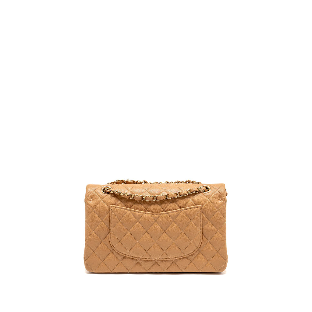 CHANEL MEDIUM CLASSIC DOUBLE FLAP BAG CAVIAR CARAMEL LGHW(MICROCHIP)