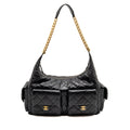 CHANEL 25C MAXI HOBO BAG LAMBSKIN BLACK GHW (MICROCHIP)