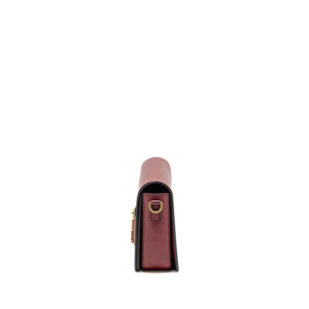DIOR DIOREVOLUTION FLAP BAG DARK RED CALFSKIN GHW