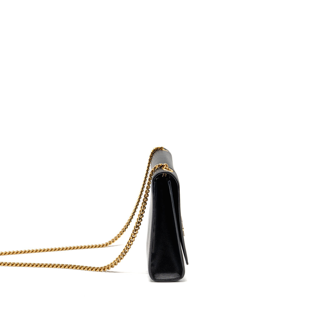 SAINT LAURENT/YSL LARGE KATE CHAIN BAG GRAINED CALFSKIN BLACK GHW