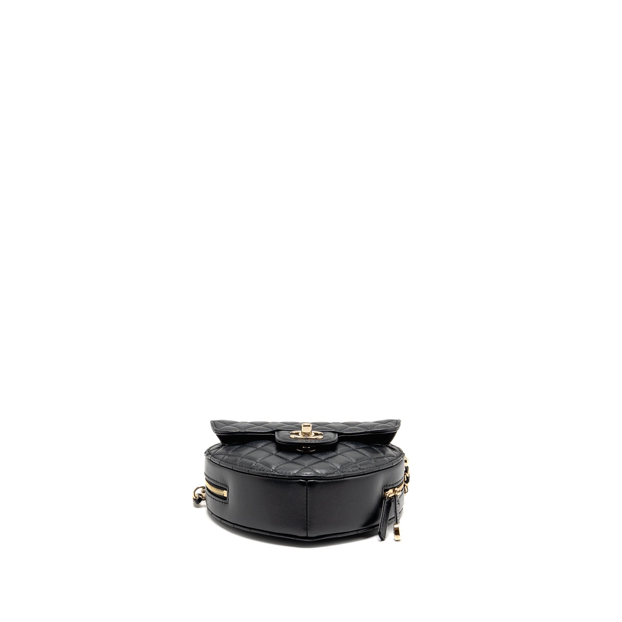 CHANEL 22S HEART BAG LAMBSKIN BLACK LGHW (MICROCHIP)