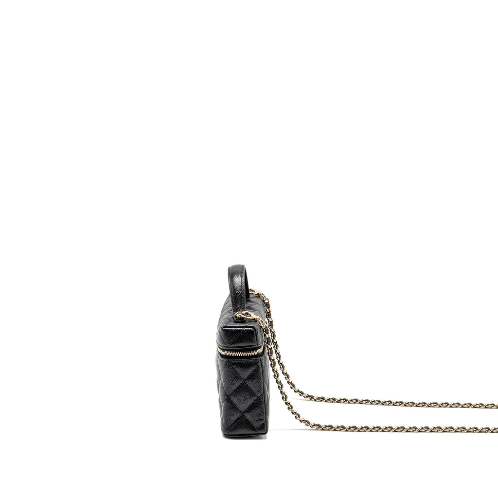 CHANEL 25P CC TOP HANDLE VANITY BAG CAVIAR BLACK LGHW (MICROCHIP)