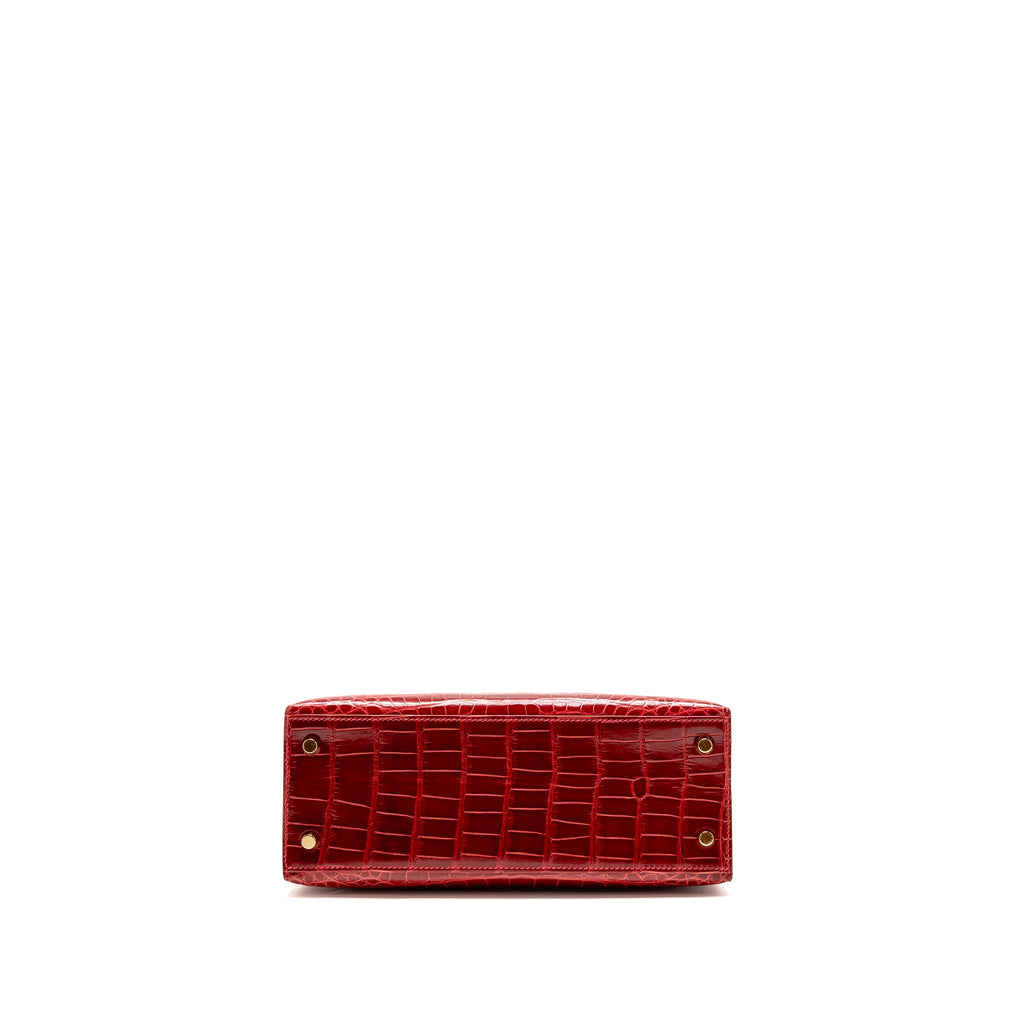 HERMES KELLY 25 CROCODILE POROUS BRAISE GHW