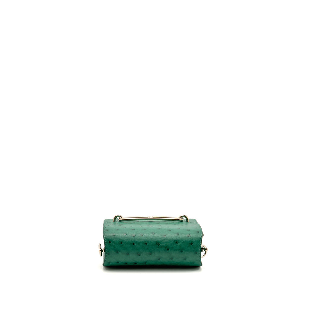 HERMES MINI ROULIS OSTRICH VERT VERTIGO SHW