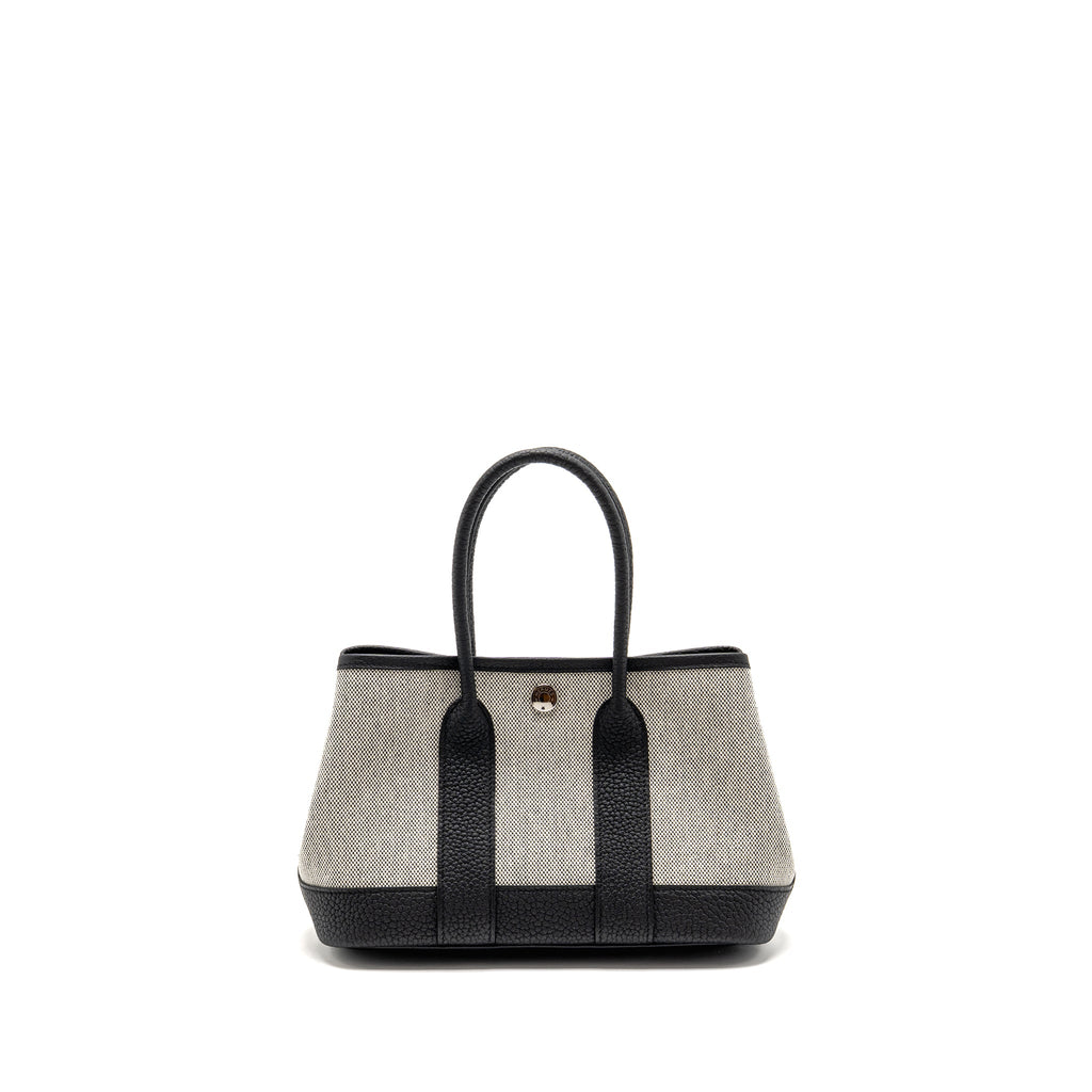 HERMES NEO GARDEN PARTY 23 CANVAS/NEGONDA ECRU/BLACK SHW