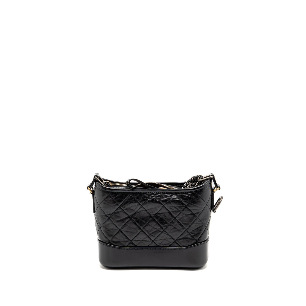 CHANEL SMALL GABRIELLE HOBO BAG AGED CALFSKIN BLACK MULTICOLOUR HARDWARE