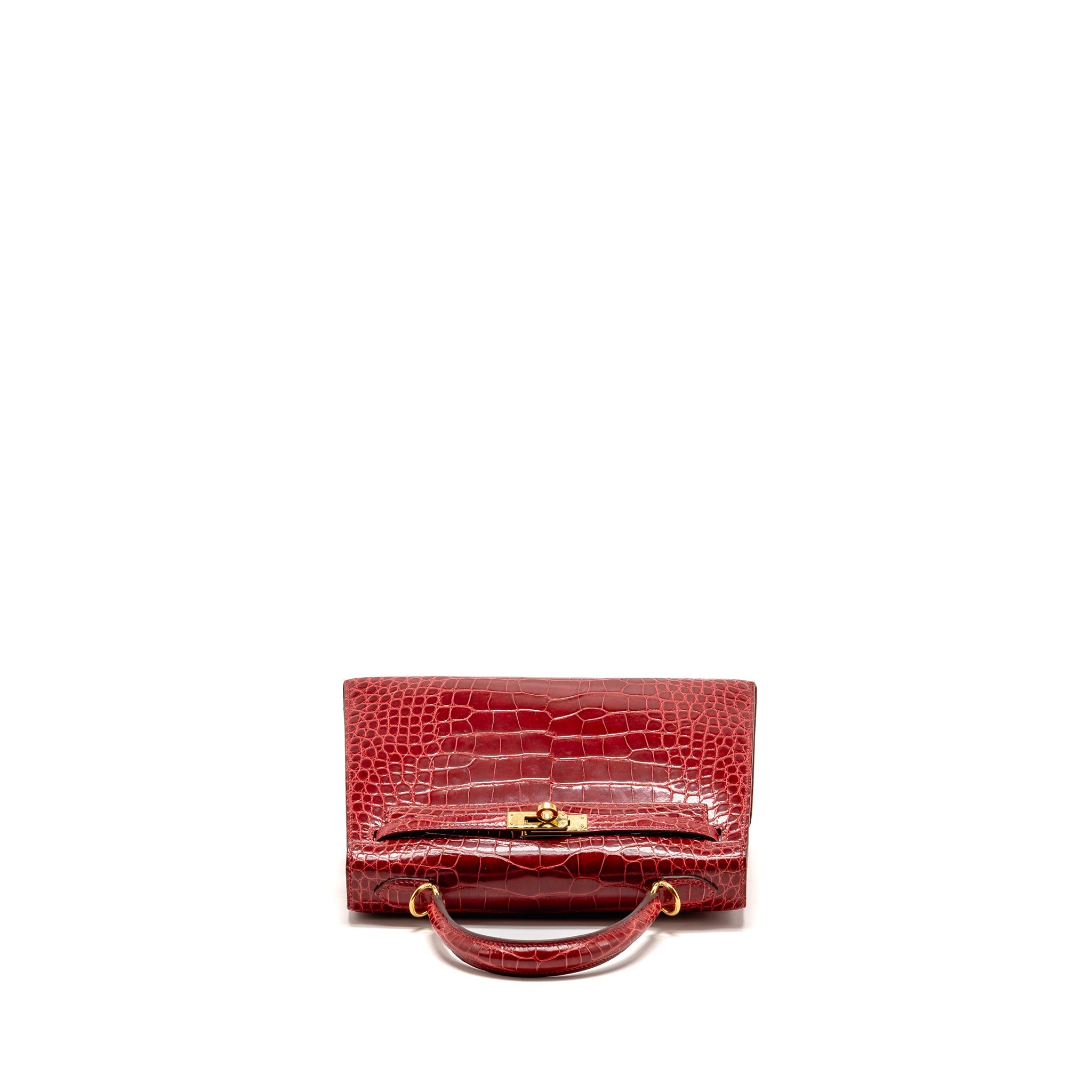 HERMES KELLY 25 CROCODILE POROUS BRAISE GHW