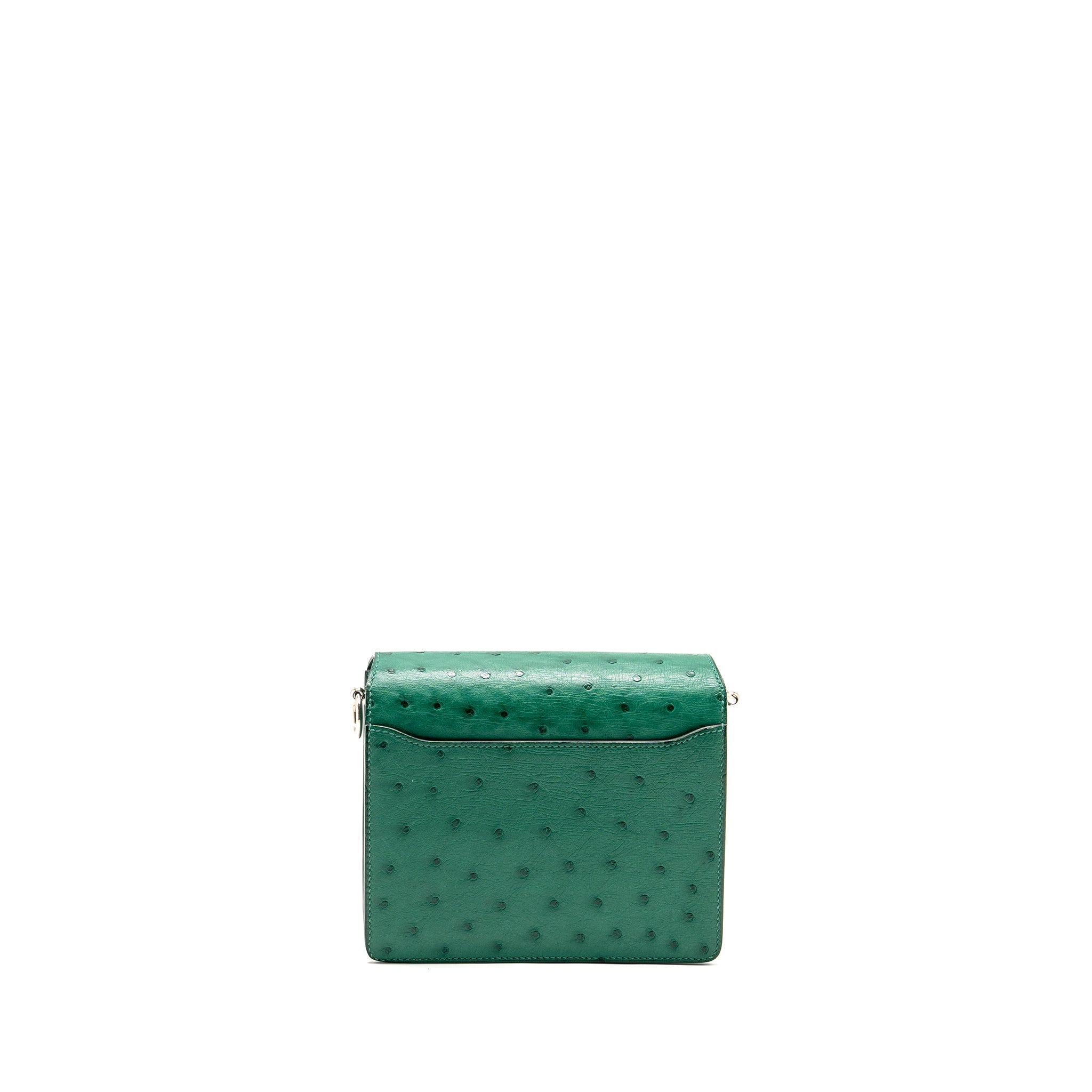 HERMES MINI ROULIS OSTRICH VERT VERTIGO SHW