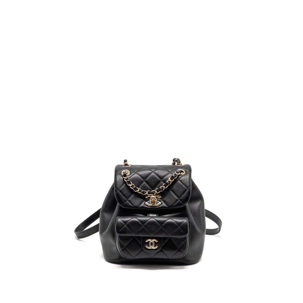 CHANEL MINI DUMA BACKPACK CALFSKIN BLACK LGHW (MICROCHIP)