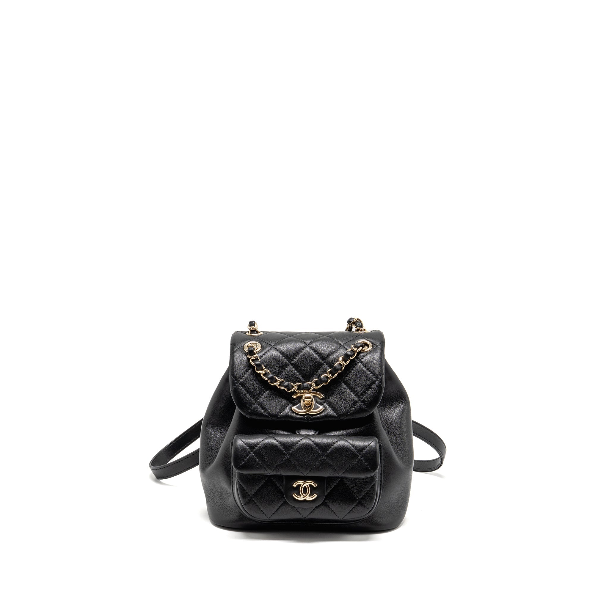 CHANEL MINI DUMA BACKPACK CALFSKIN BLACK LGHW (MICROCHIP)