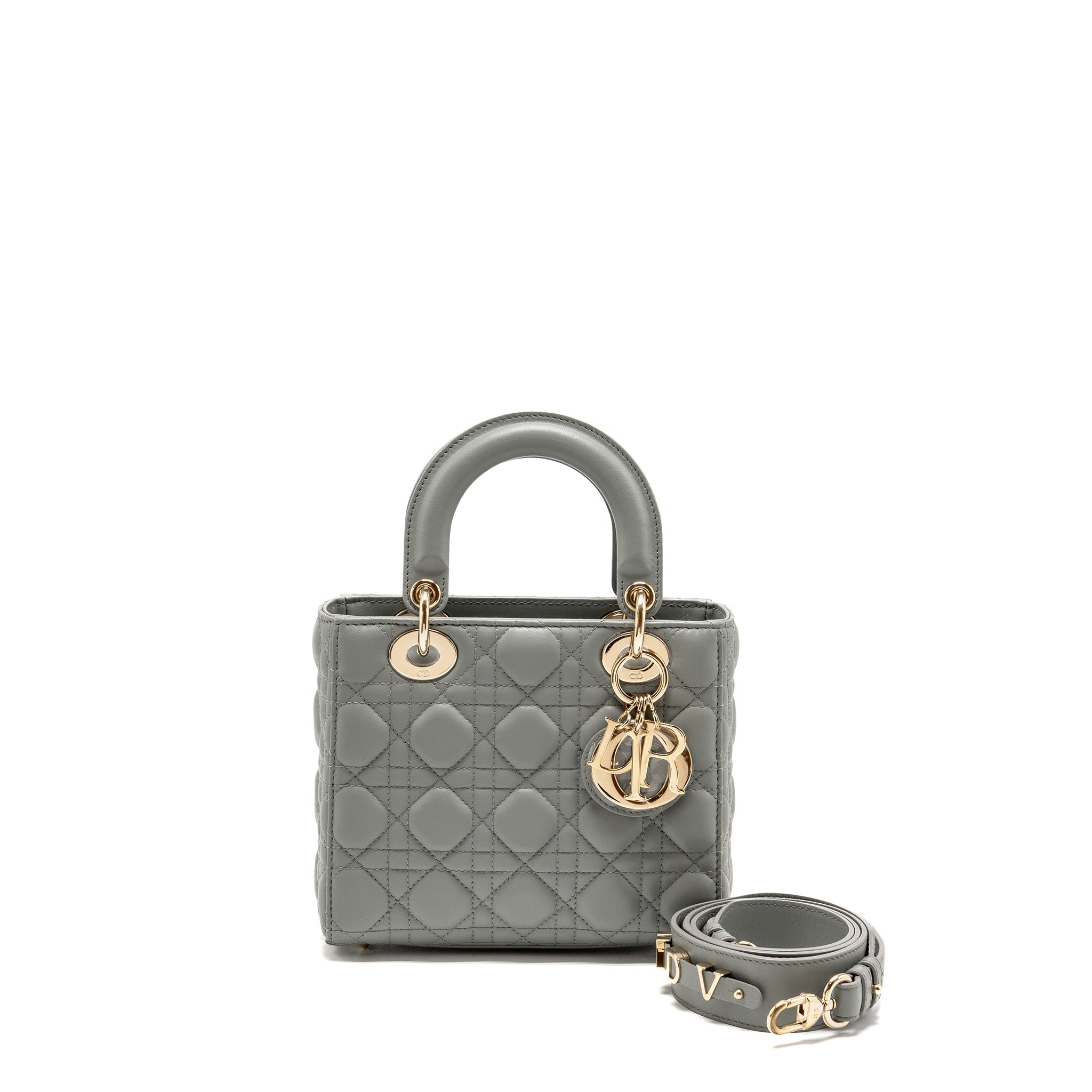 DIOR SMALL LADY DIOR MY ABCDIOR BAG LAMBSKIN GREY STONE LGHW