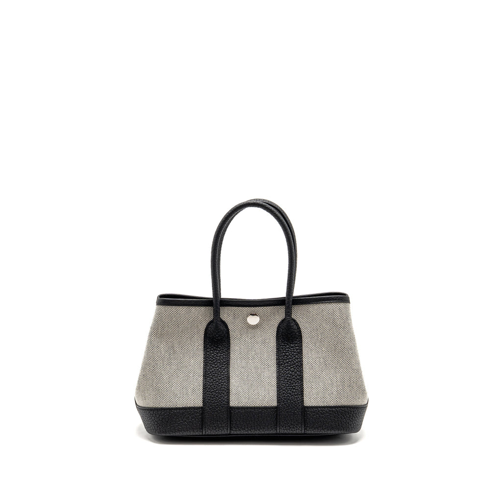 HERMES NEO GARDEN PARTY 23 CANVAS/NEGONDA ECRU/BLACK SHW