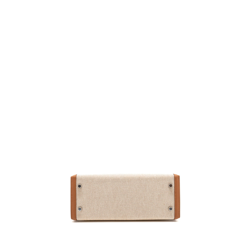 HERMES KELLY 25 TOILE H/SWIFT ECRU-BEIGE/GOLD SHW