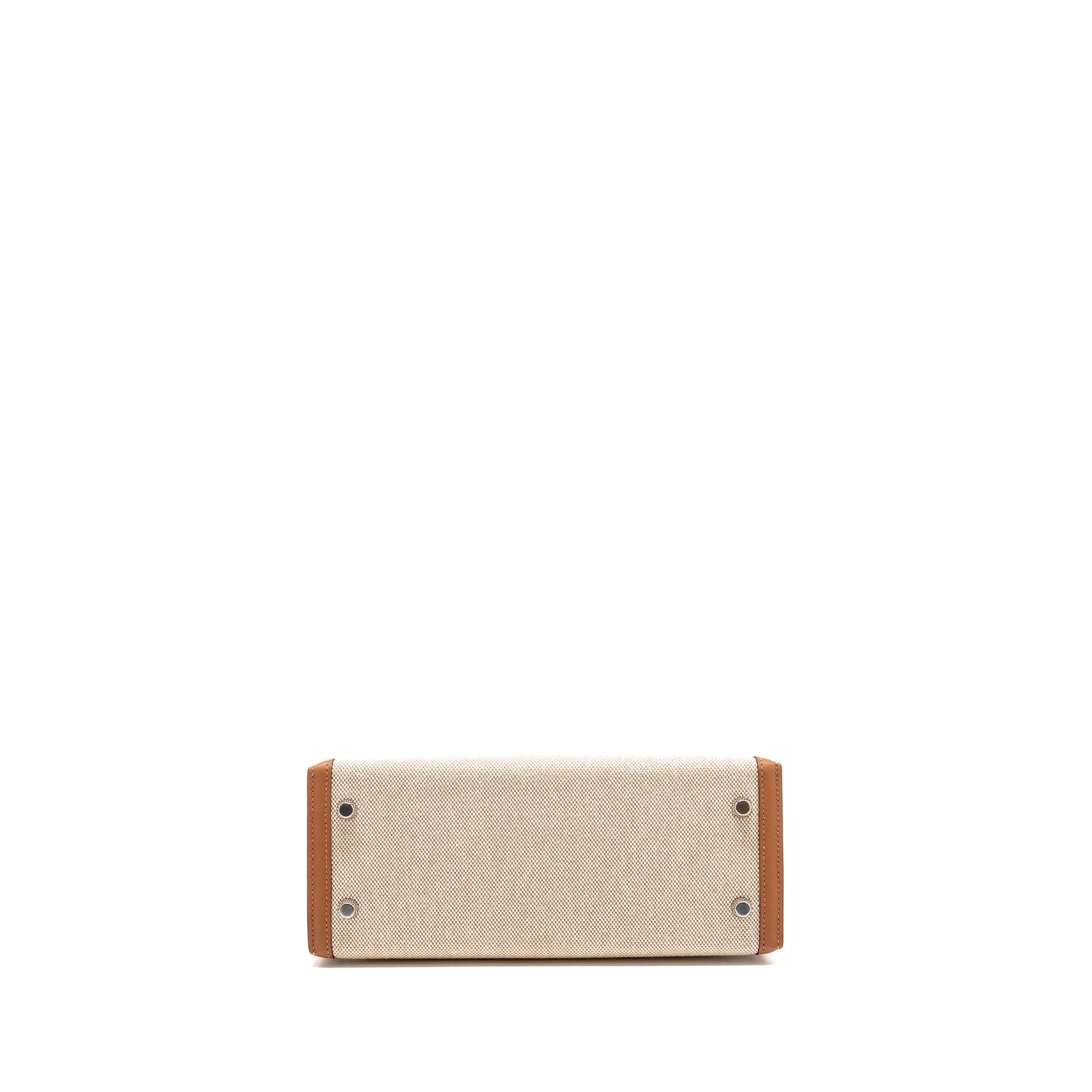 HERMES KELLY 25 TOILE H/SWIFT ECRU-BEIGE/GOLD SHW