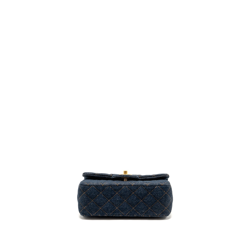 CHANEL MINI RECTANGULAR FLAP BAG DENIM DARK BLUE GHW (MICROCHIP)