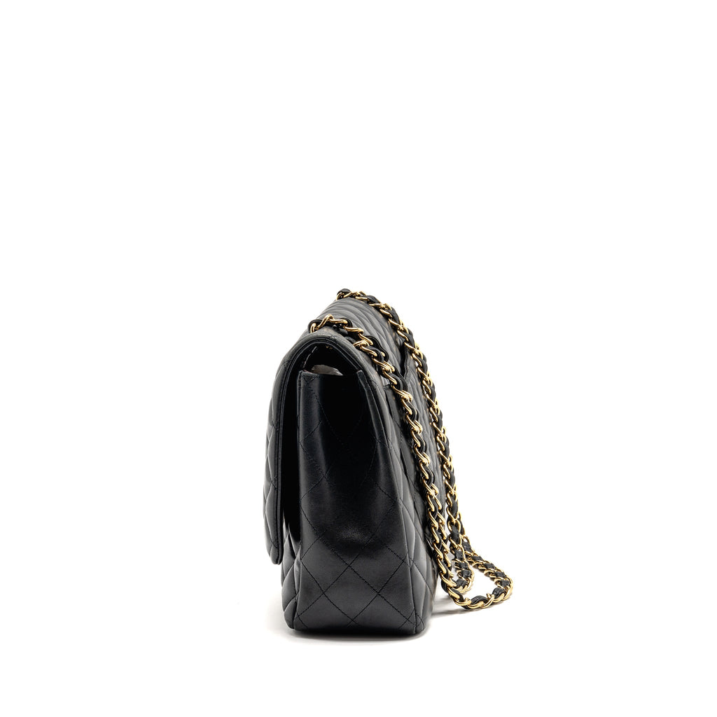 CHANEL MAXI SINGLE FLAP BAG LAMBSKIN BLACK GHW