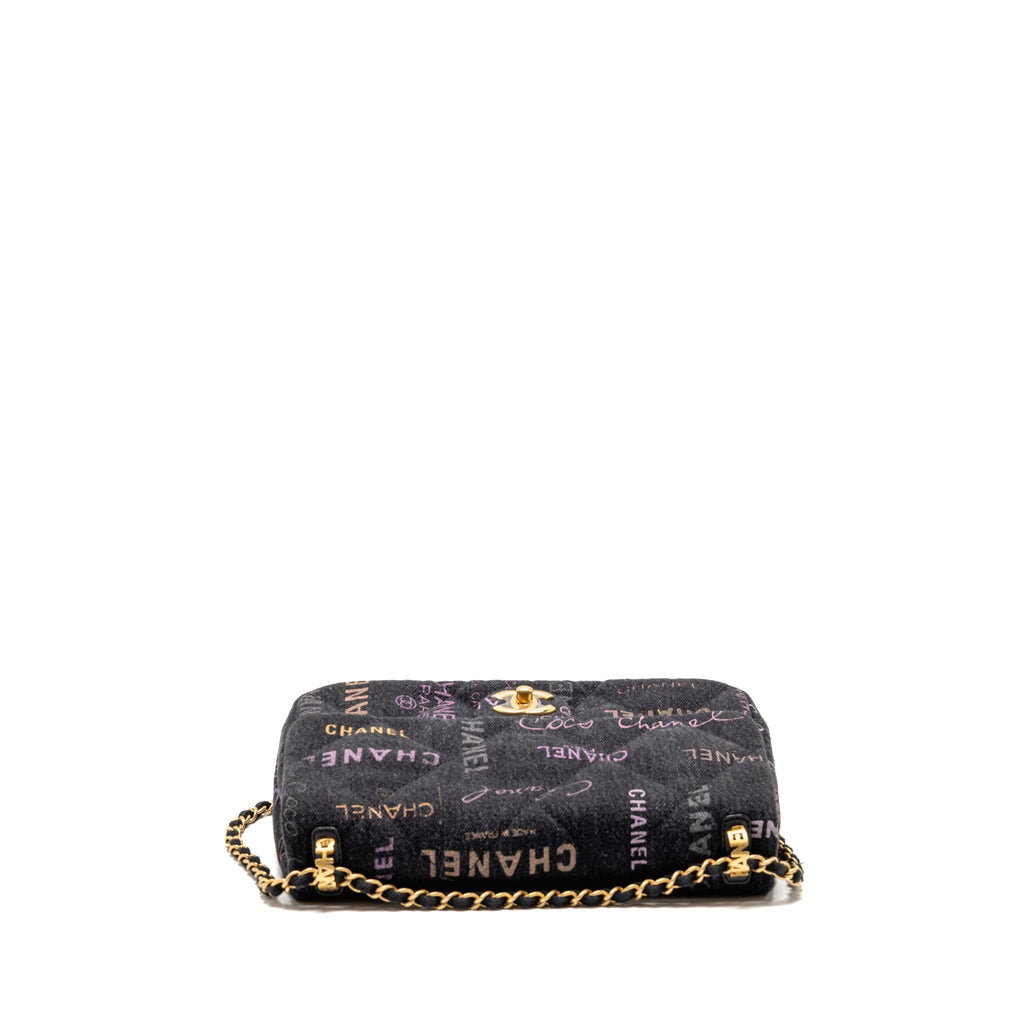 CHANEL LARGE MOOD FLAP BAG DENIM BLACK/MULTICOLOUR GHW (MICROCHIP)