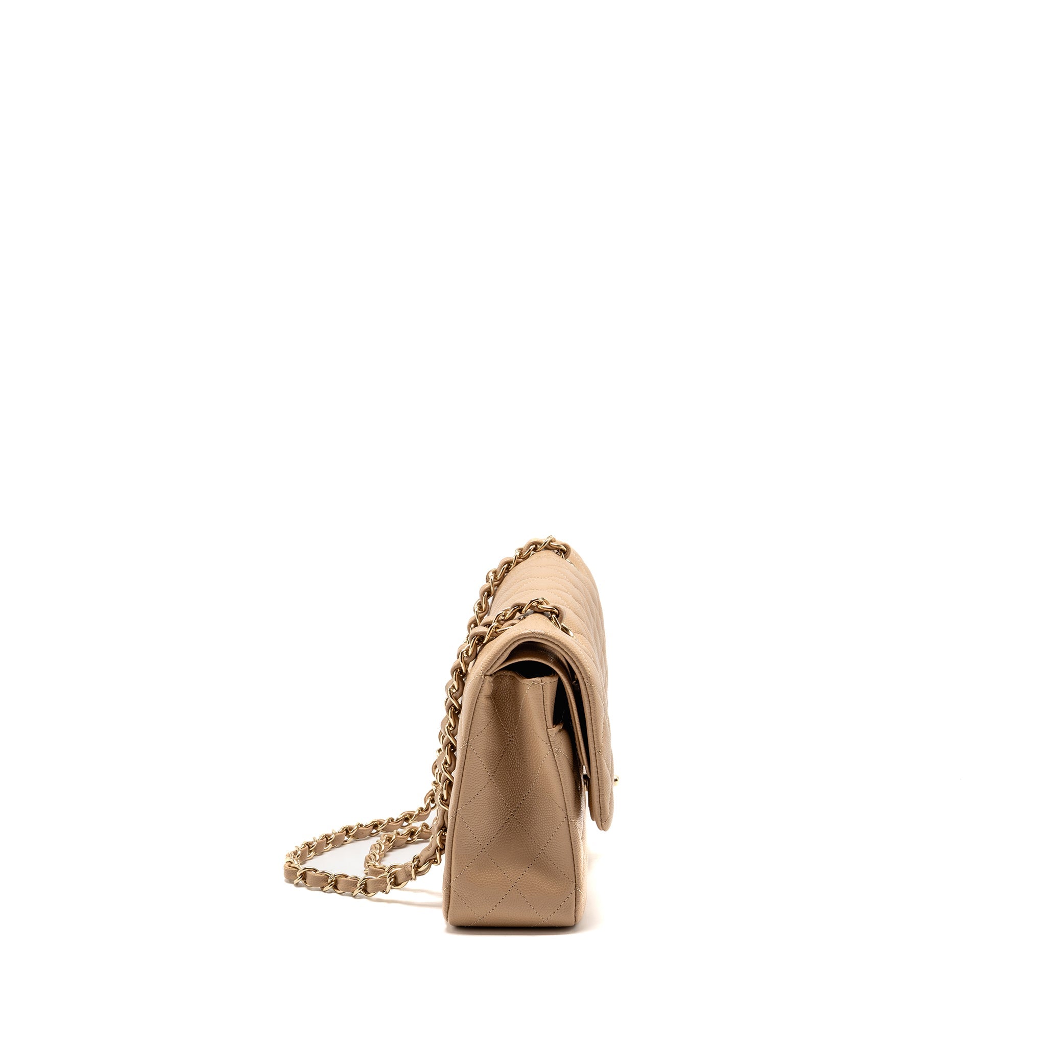 CHANEL MEDIUM CLASSIC DOUBLE FLAP BAG CAVIAR DARK BEIGE LGHW