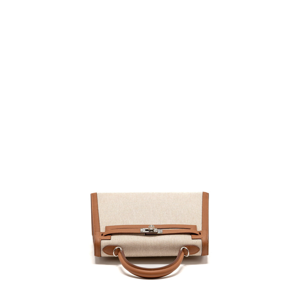 HERMES KELLY 25 TOILE H/SWIFT ECRU-BEIGE/GOLD SHW