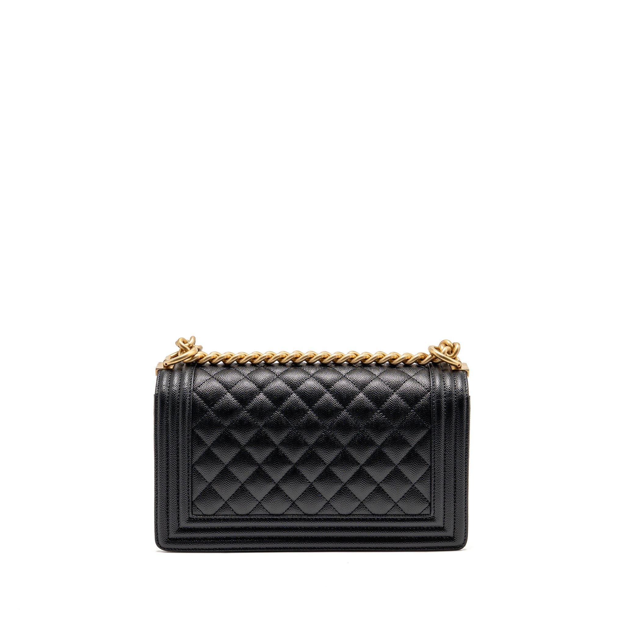 CHANEL MEDIUM BOY BAG CAVIAR BLACK GHW (MICROCHIP)