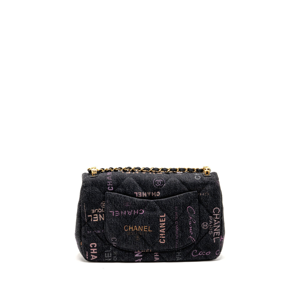 CHANEL LARGE MOOD FLAP BAG DENIM BLACK/MULTICOLOUR GHW (MICROCHIP)