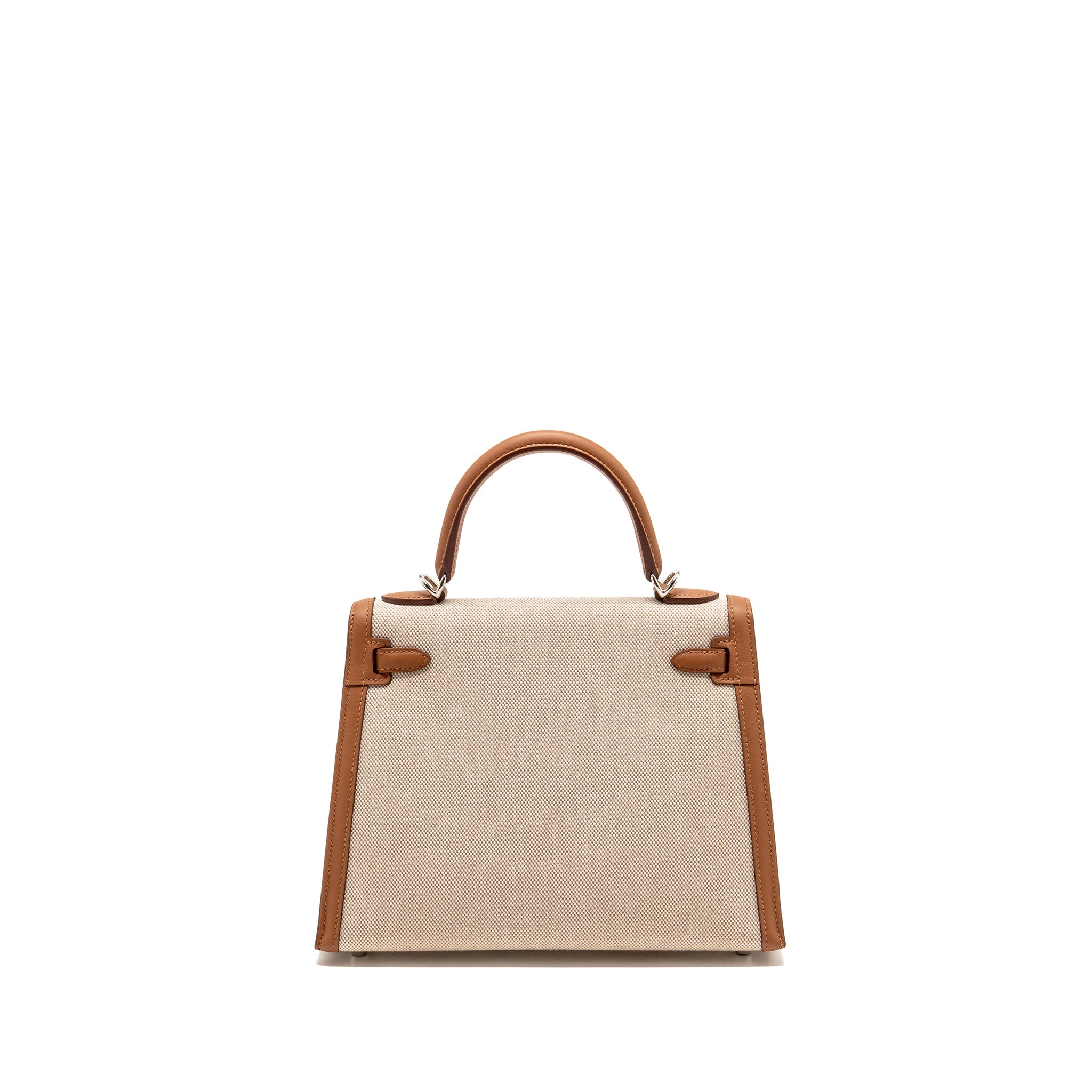 HERMES KELLY 25 TOILE H/SWIFT ECRU-BEIGE/GOLD SHW