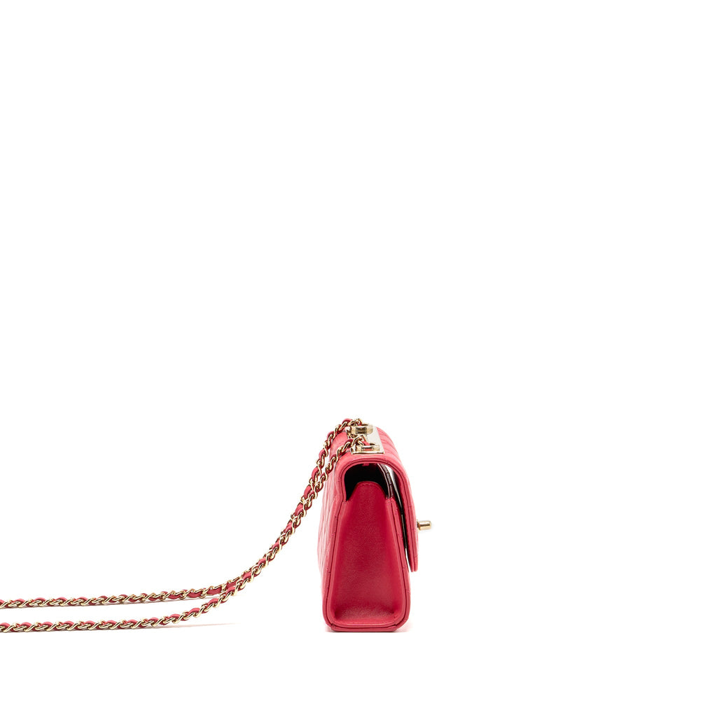 CHANEL MINI TRENDY CC CLUTCH WITH CHAIN LAMBSKIN PINK LGHW