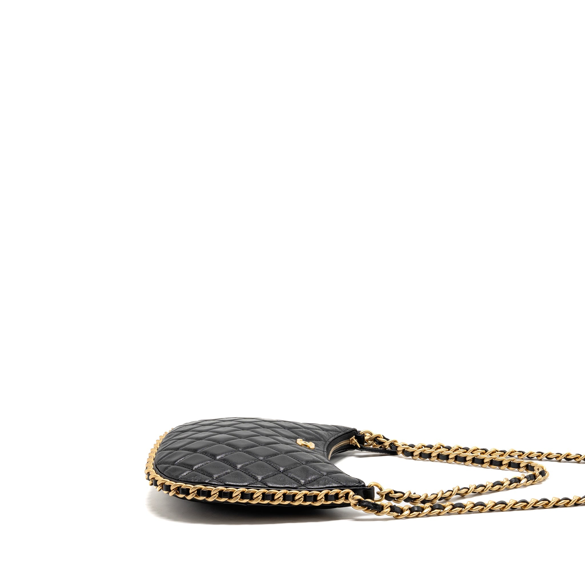 CHANEL LARGE QUILTED HOBO BAG SHINY CRUMPLED LAMBSKIN BLACK GHW (MICROCHIP)