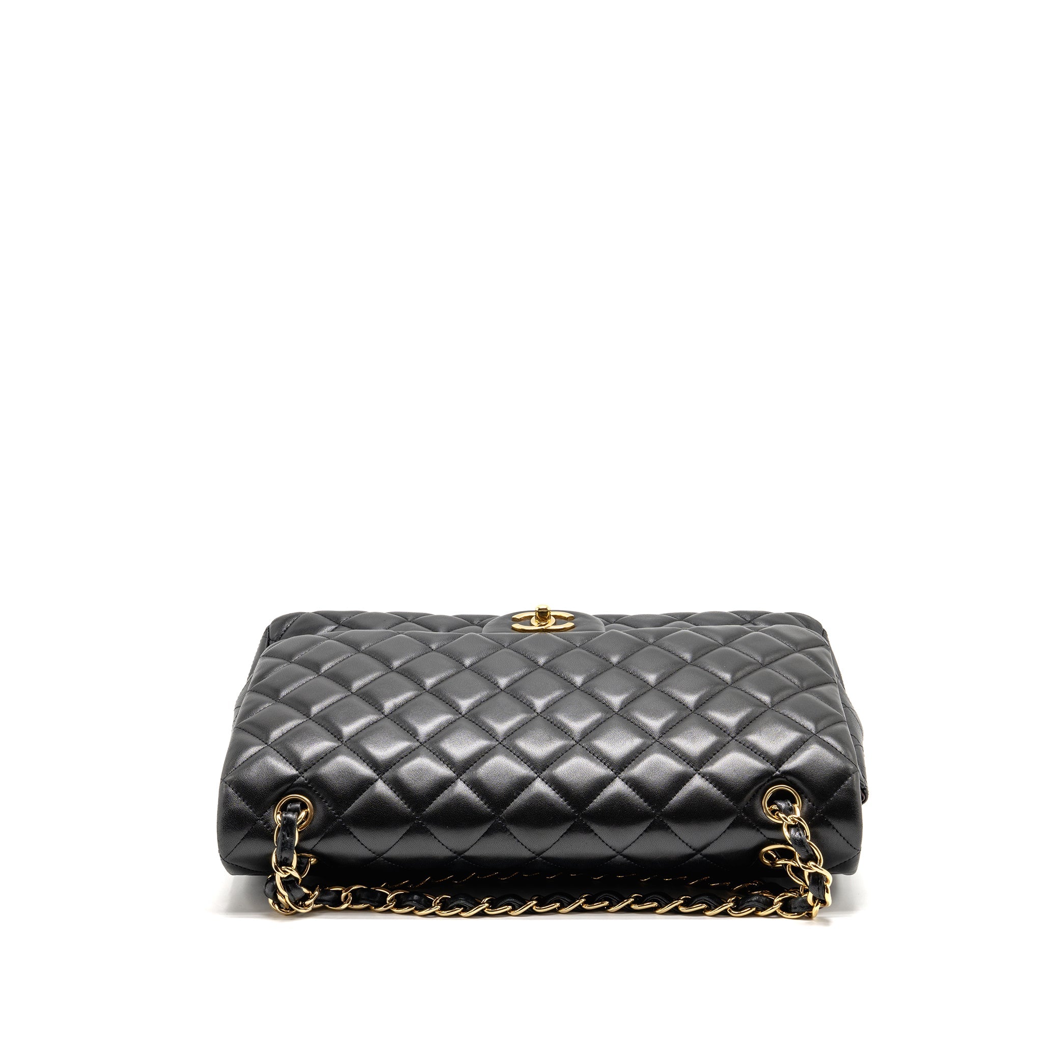 CHANEL MAXI SINGLE FLAP BAG LAMBSKIN BLACK GHW