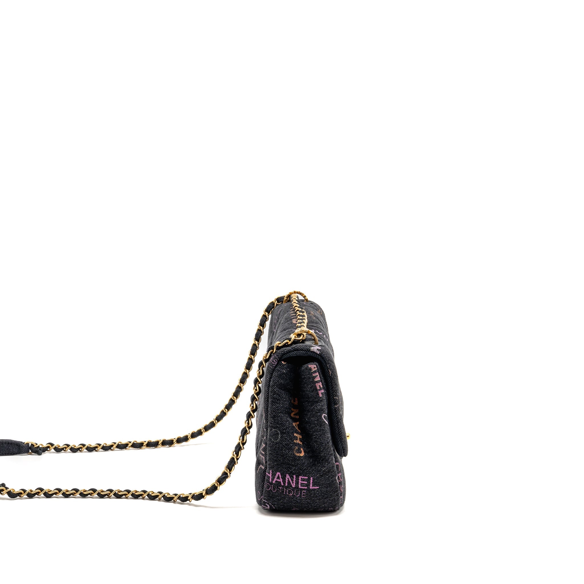 CHANEL LARGE MOOD FLAP BAG DENIM BLACK/MULTICOLOUR GHW (MICROCHIP)