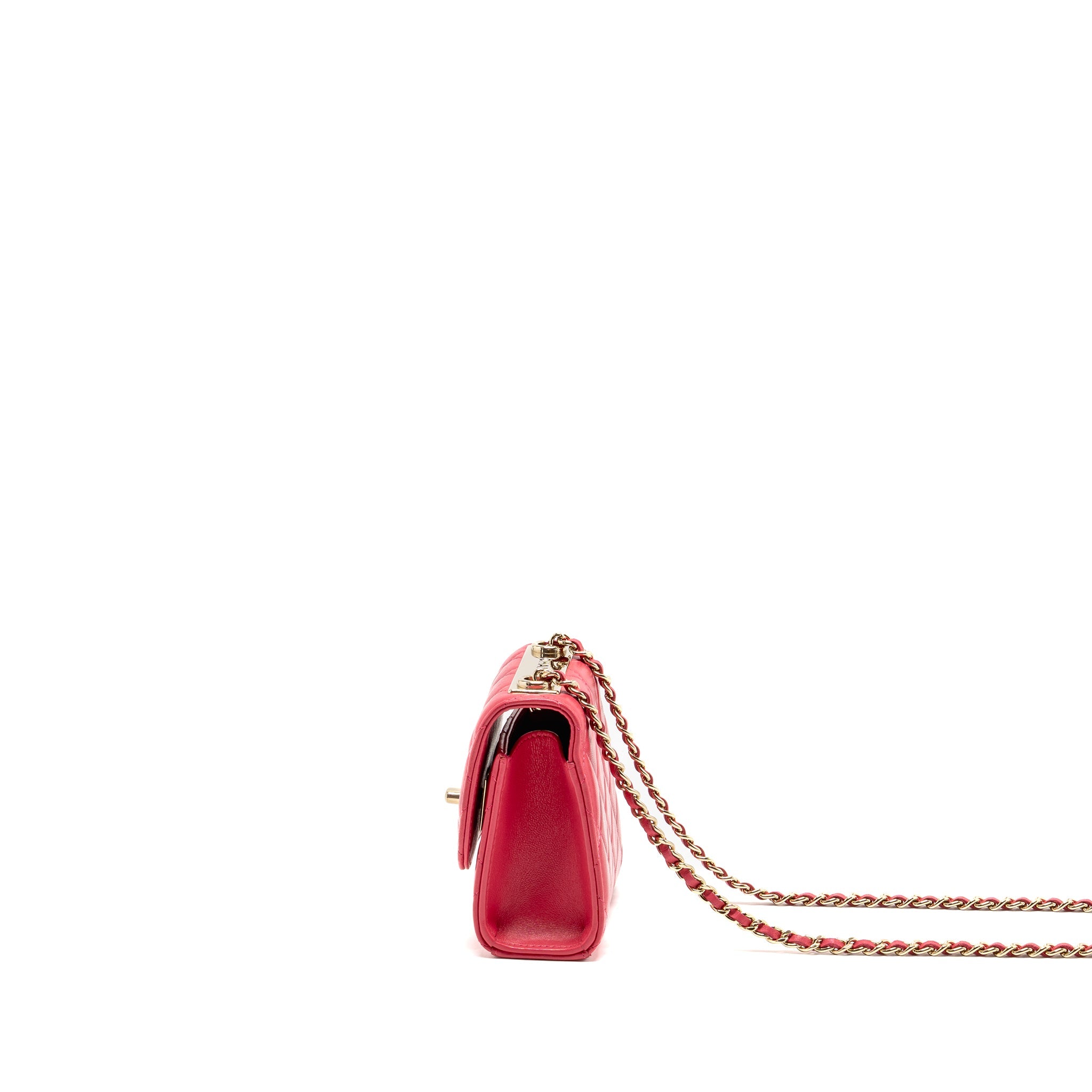 CHANEL MINI TRENDY CC CLUTCH WITH CHAIN LAMBSKIN PINK LGHW