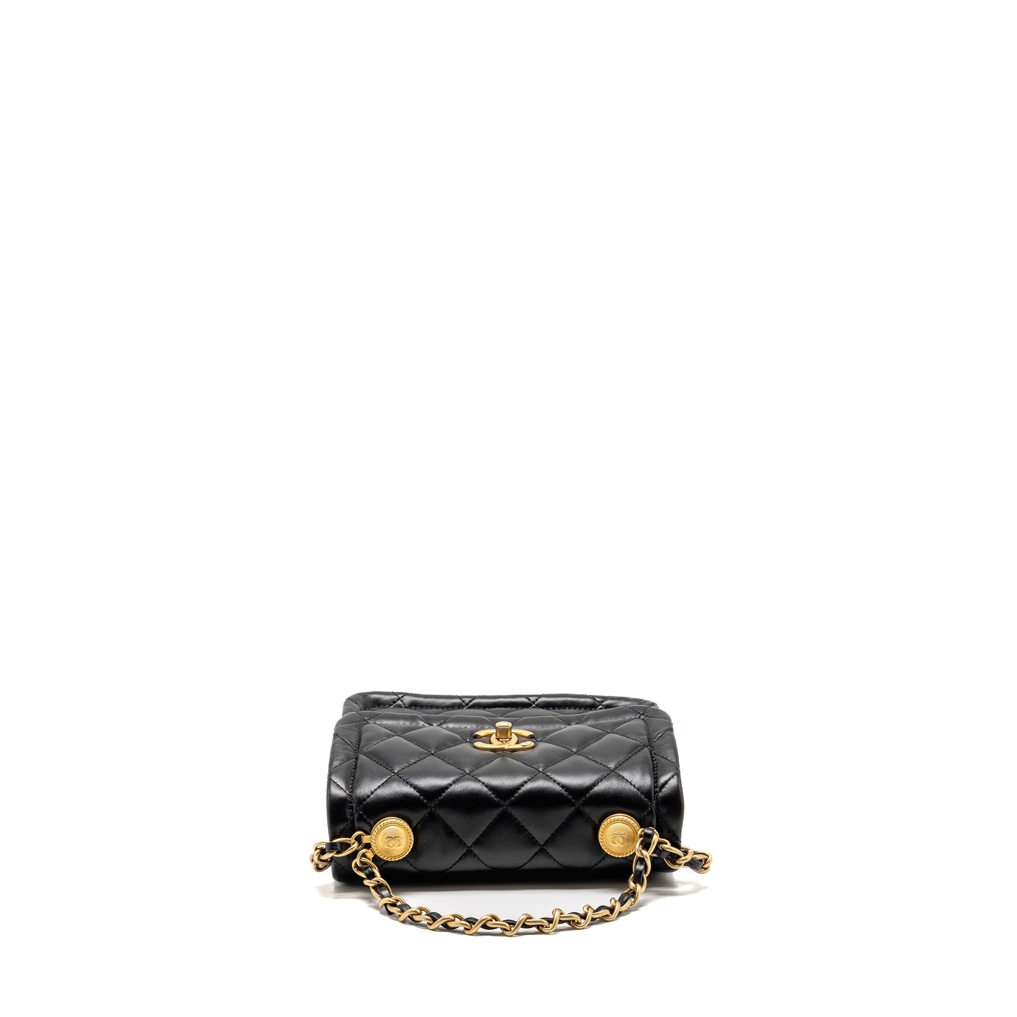 CHANEL QUILTED SQUARE FLAP BAG LAMBSKIN BLACK GHW