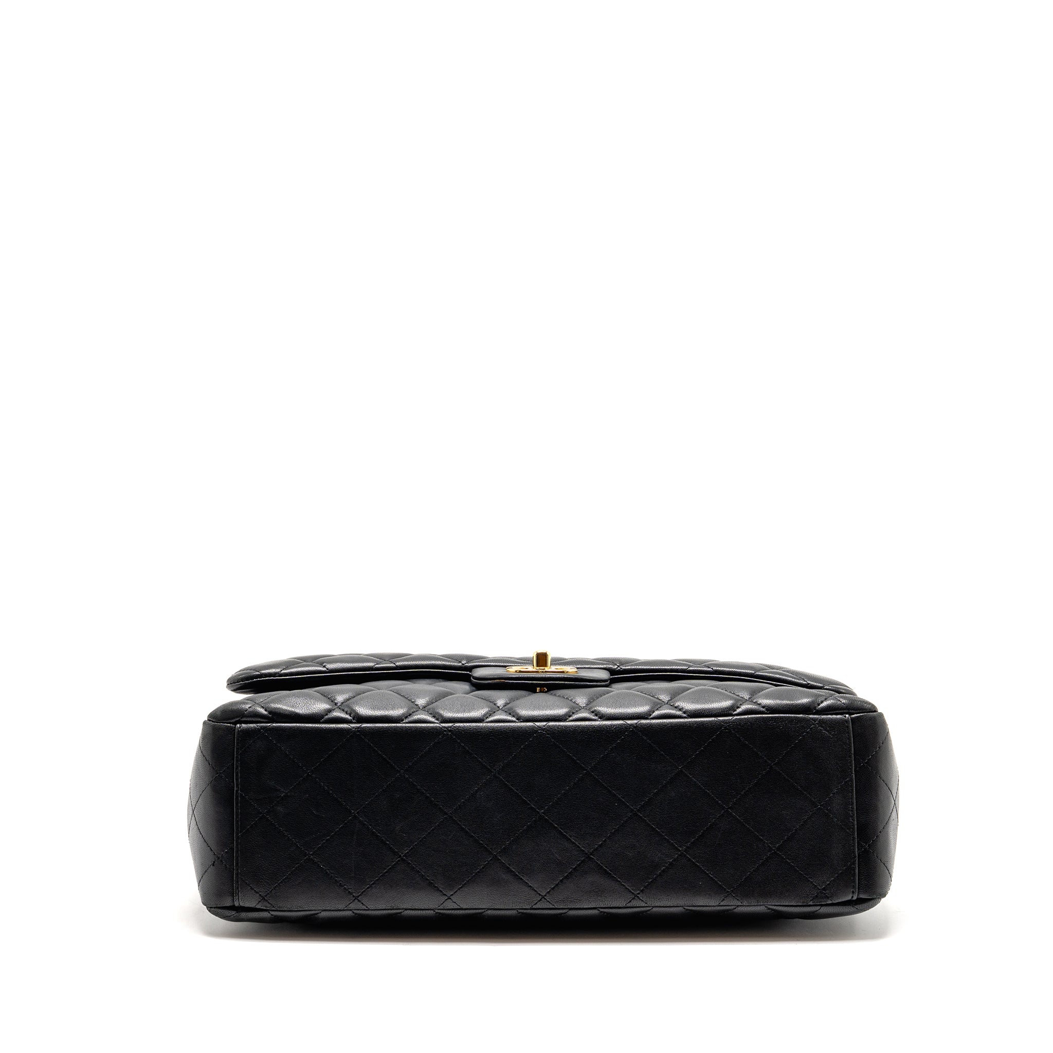 CHANEL MAXI SINGLE FLAP BAG LAMBSKIN BLACK GHW