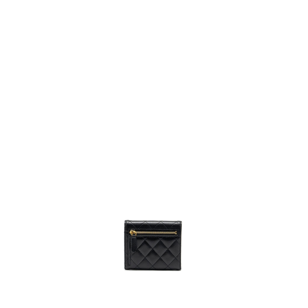 CHANEL CLASSIC COMPACT WALLET CAVIAR BLACK GHW (MICROCHIP)