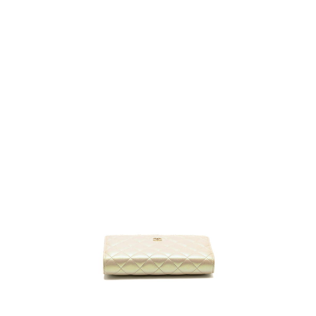 CHANEL WALLET ON CHAIN LAMBSKIN IRIDESCENT IVORY LGHW