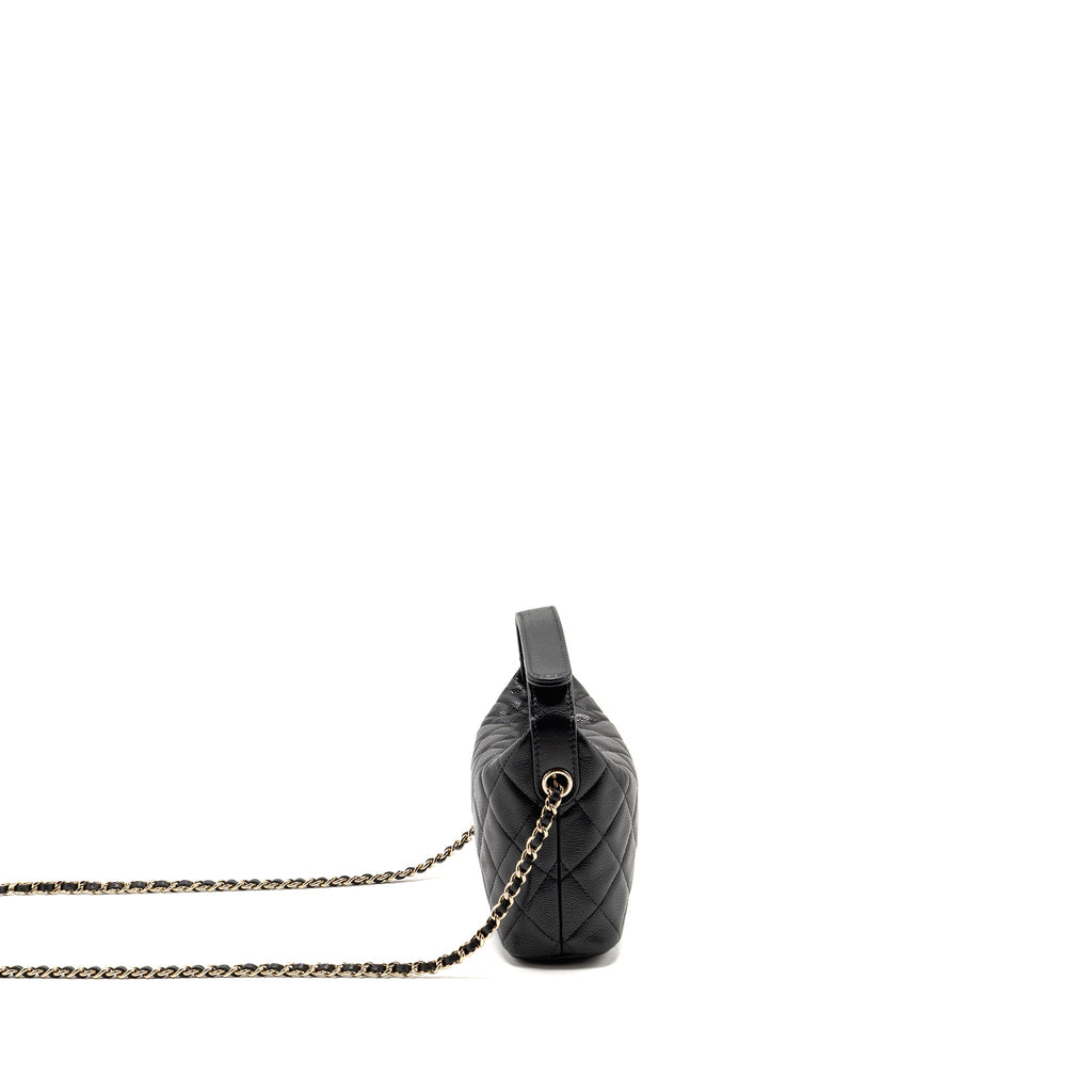 CHANEL 25C QUILTED HOBO BAG CAVIAR BLACK GHW (MICROCHIP)