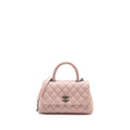 CHANEL SMALL COCO HANDLE CAVIAR PINK RUTHENIUM SHW