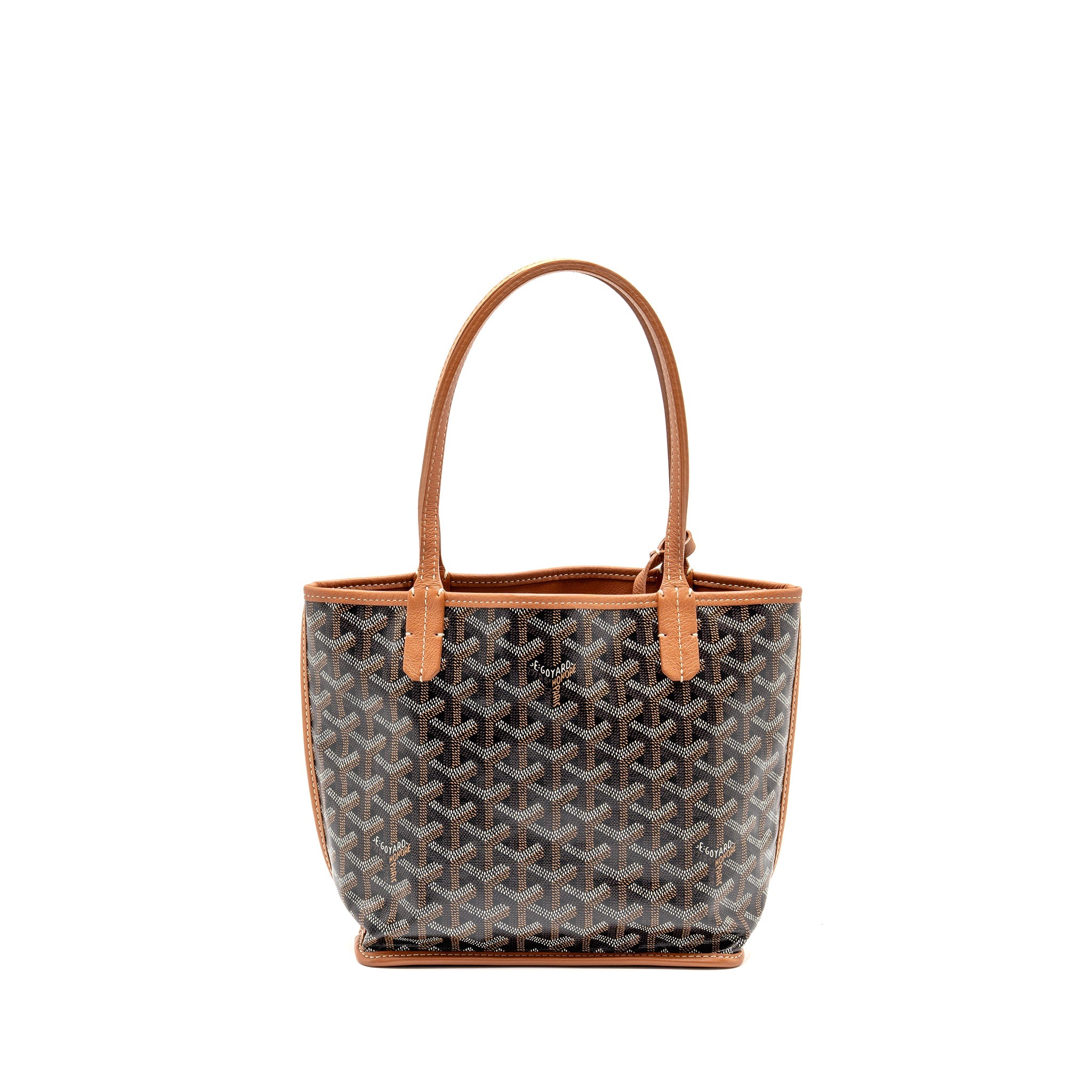 GOYARD MINI ANJOU TOTE GOYARDLINE CANVAS/LEATHER TAN/BLACK SHW
