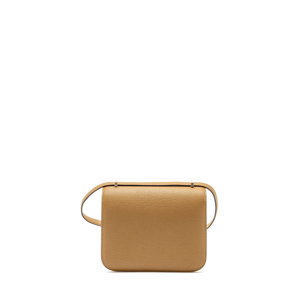 HERMES MINI CONSTANCE CHEVRE MYSORE KRAFT/BLEU BRUME GHW