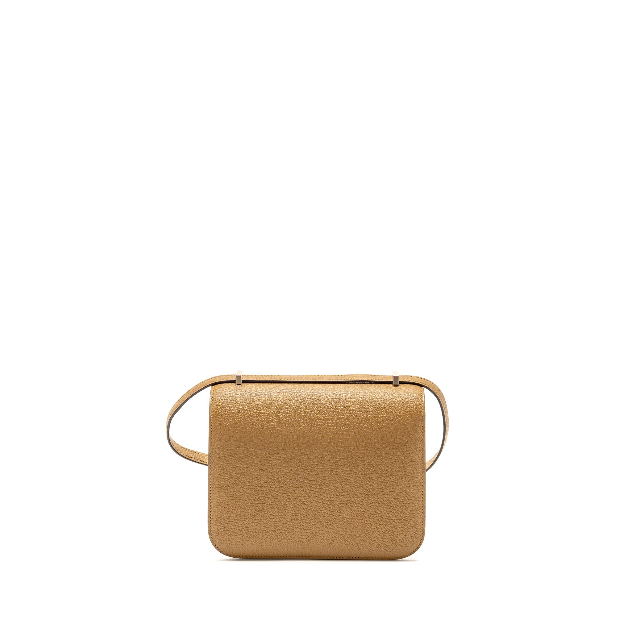 HERMES MINI CONSTANCE CHEVRE MYSORE KRAFT/BLEU BRUME GHW