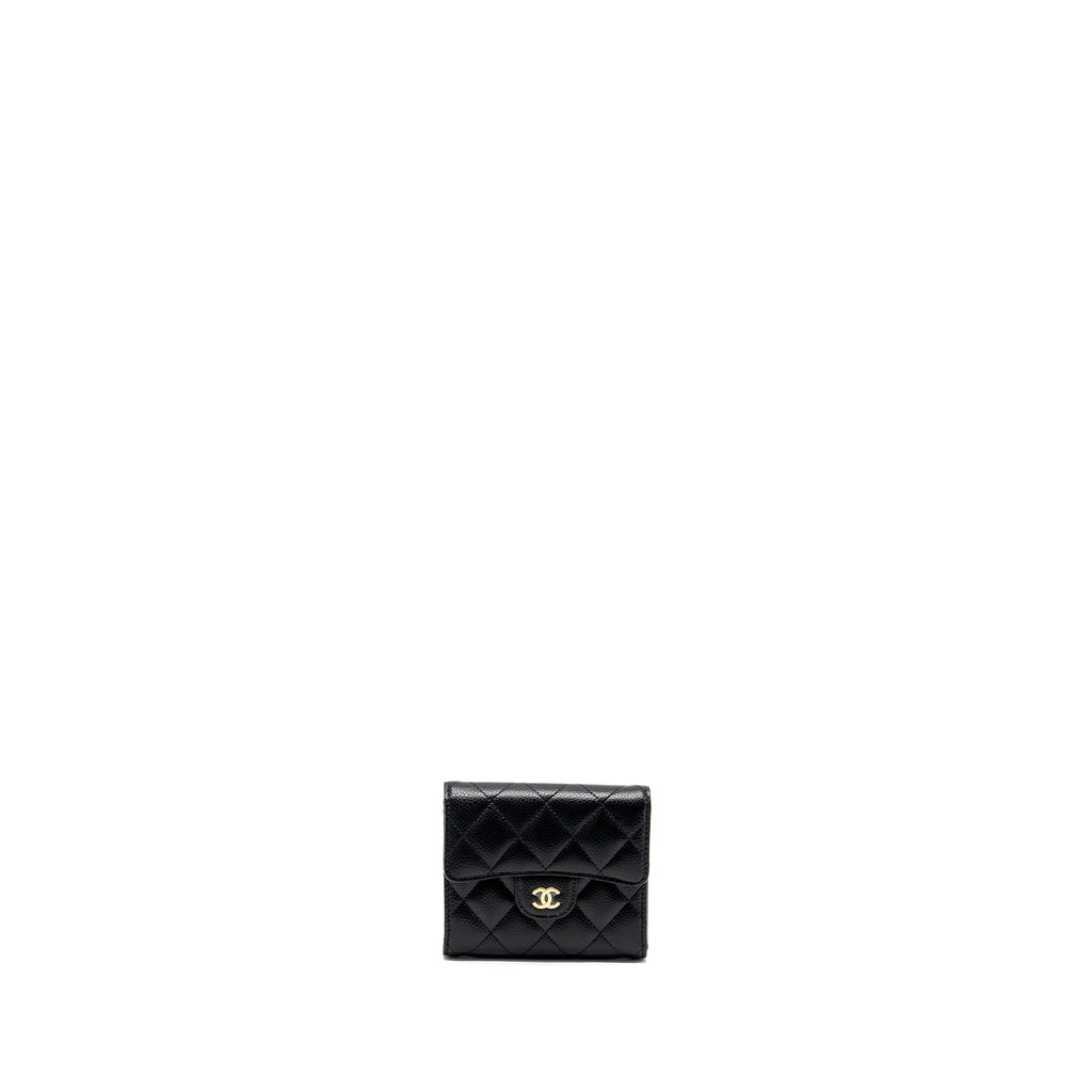 CHANEL CLASSIC COMPACT WALLET CAVIAR BLACK GHW (MICROCHIP)